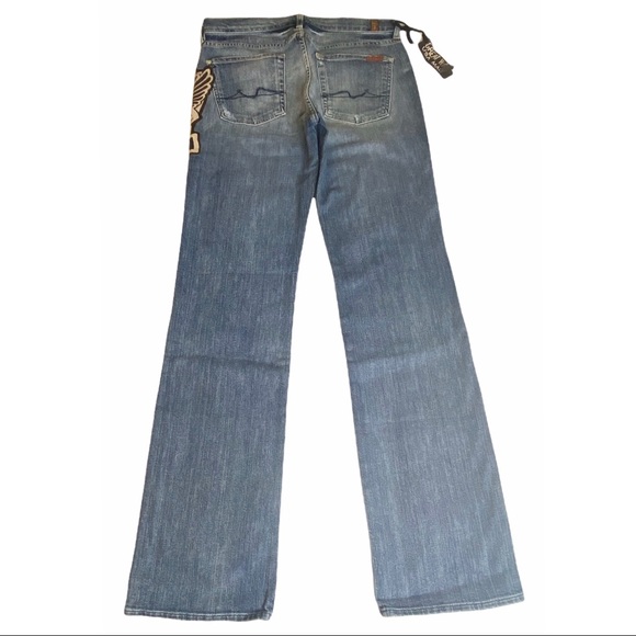 HTF: 7 For All Mankind® x Great China Wall ☻︎ 7 Leather Patch Standard Jeans ☻ - Picture 2 of 16